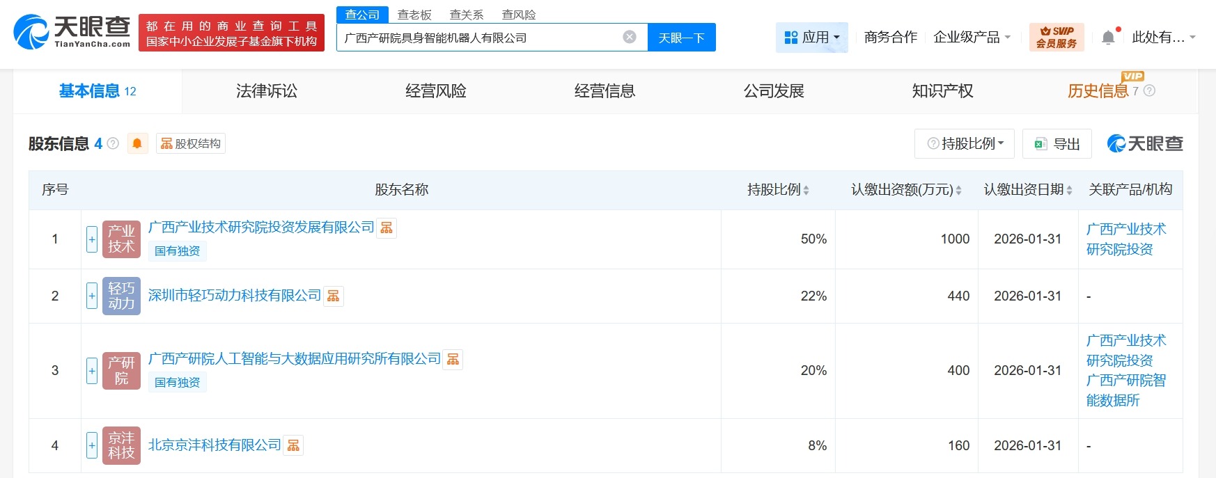 广西产研院等成立具身智能机器人公司注册资本2000万