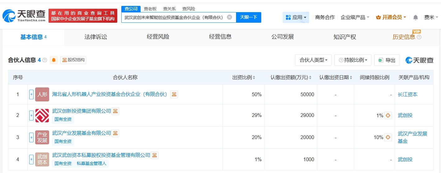 武汉武创未来智能创业投资基金登记成立出资额10亿