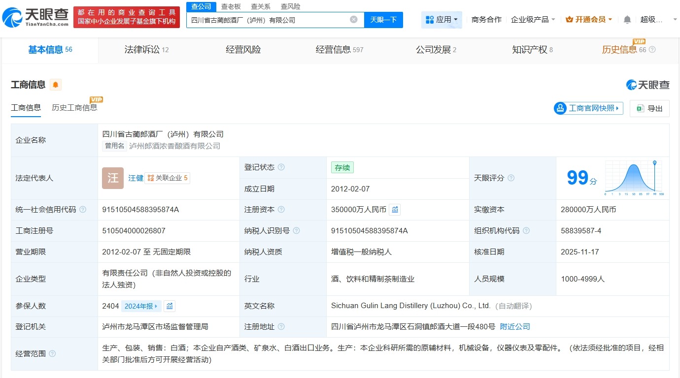 #古蔺郎酒厂泸州公司增资至35亿# 增幅25%