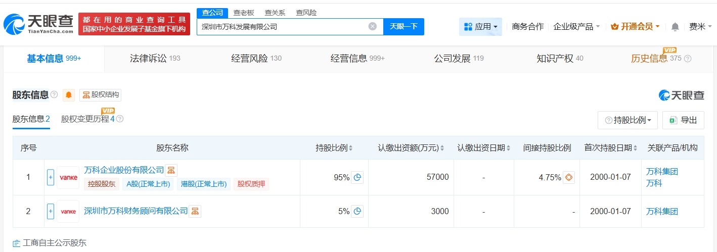 万科被冻结5.7亿股权