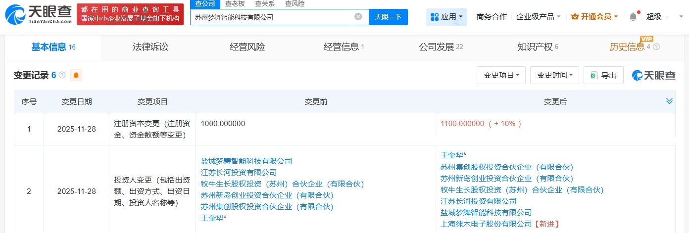 徕木电子入股梦舞智能后者为智能机器人研发公司