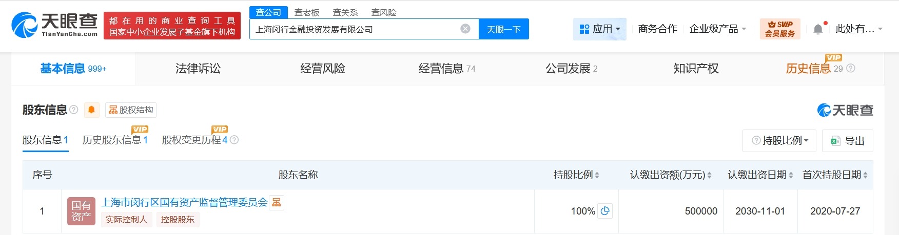上海闵行金融投资发展公司增资至50亿增幅400%