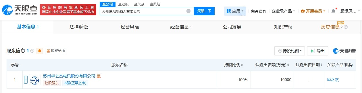 华之杰成立康阳机器人公司注册资本1亿