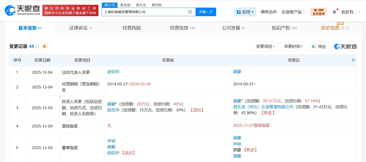 创始人赵伯华退出茉酸奶关联公司