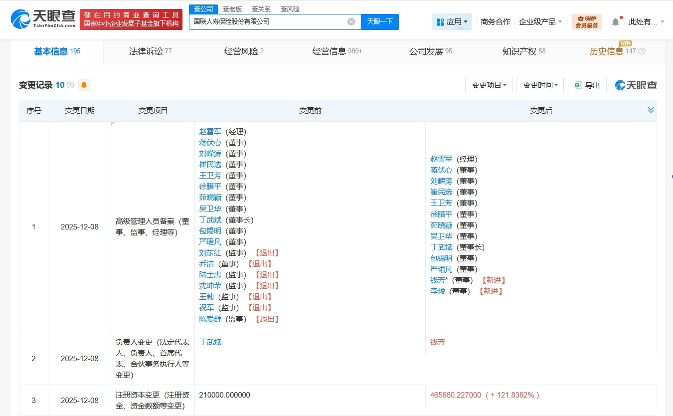 国联人寿增资至46.6亿增幅约122%
