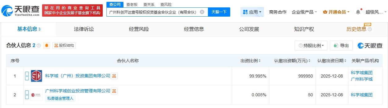 广州科学城集团成立科创投资基金出资额100亿
